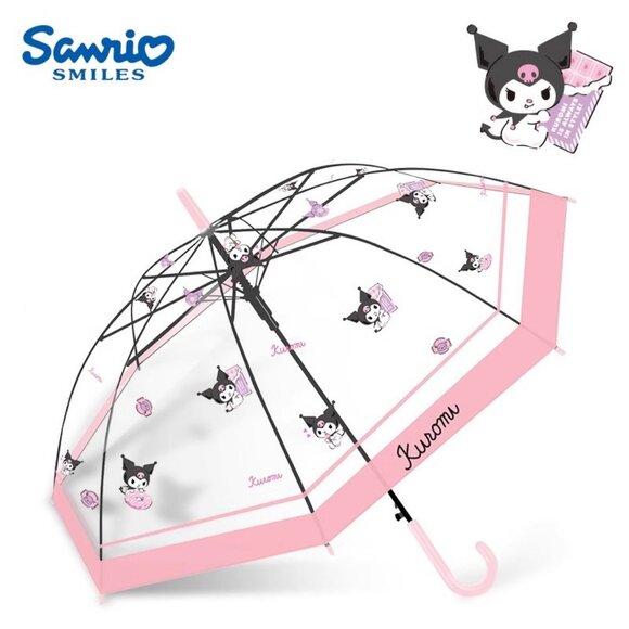 Sanrio Kuromi Semi-Auto Transparent Cute Fashionable Dome Vinyl Umbrella - Picture 1 of 8
